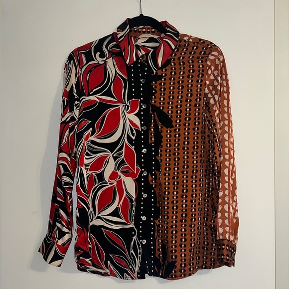 SOFT SURROUNDINGS Tigris Silk Geo floral blouse SIZE: Small - Picture 2 of 8